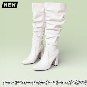 New NIB Timesize White Over-The-Knee Slouch Boots – US 6 (CN36)